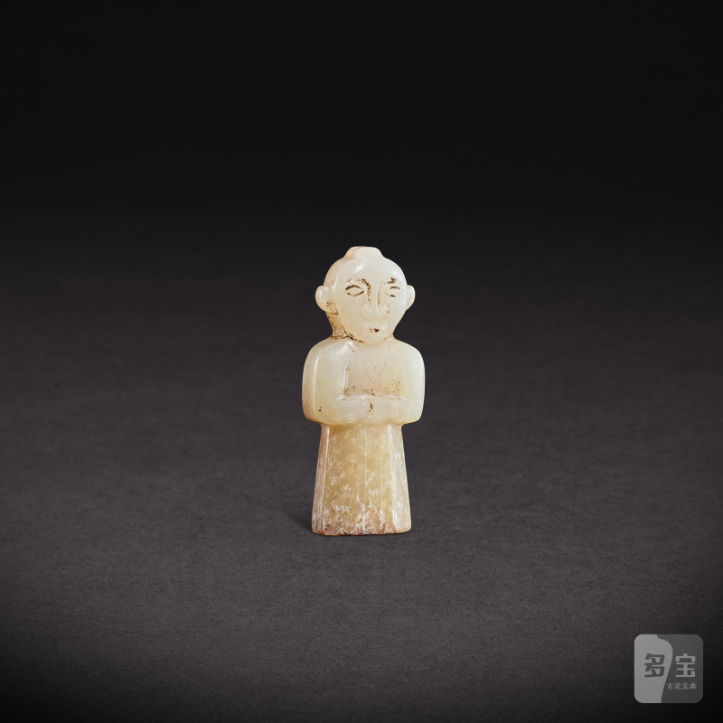 A white jade 'figure' pendant, Eastern Zhou dynasty, Warring States period | 東周戰國 白玉人像珮
